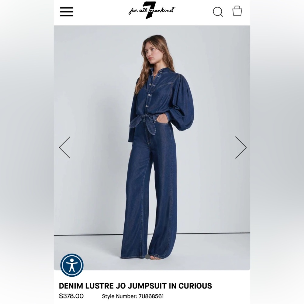 7 For All Mankind Denim Lustre Jo Jumpsuit Sz XL